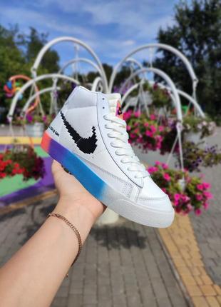 Женские бело-голубые кроссовки nike blazer жіночі біло-сині кросівки nike blazer