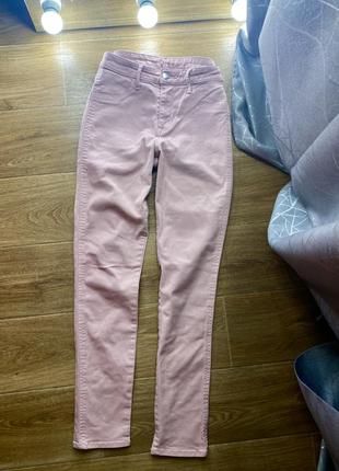 Розовые пудровые штаны брюки джинсы скинни