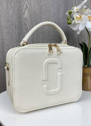 Качесна жіноча сумочка на плече в стилі marc jacobs, маленька сумка каркасна молковий