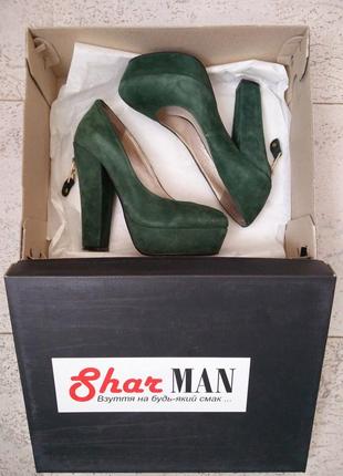 Супер стильные туфли из натуральной замши бутылочного цвета с замочком от sharman5 фото
