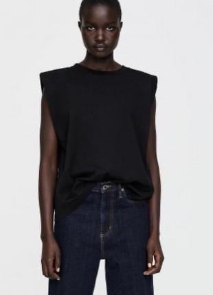 Футболка без рукава чорна zara s-m oversize