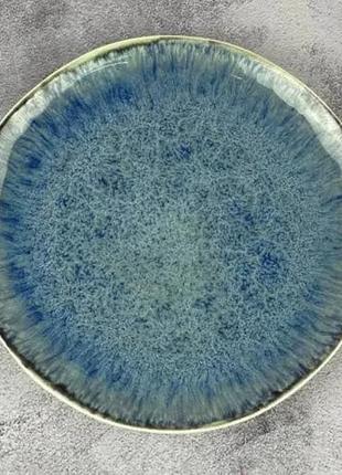 Тарелка мелкая 27,5х3см  "вселенная"  керамическая голубая круглая\ тарелка обеденная для подачи