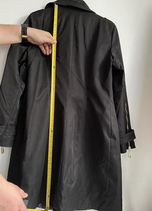 Черный стильный тренч. пальто. качественное пальто осенние тренч большого размера 52 качественный тренч до колен6 фото