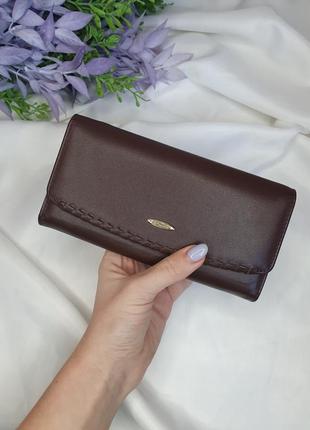 Жіночий шкіряний коричневий гаманець лодочка salfeite