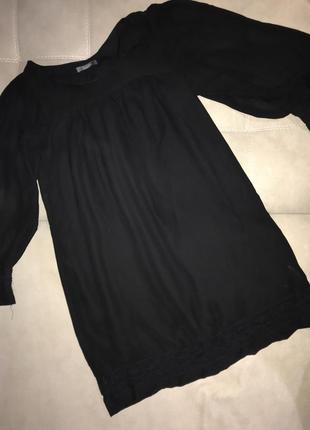 Чёрное короткое шифоновое платье с длинным рукавом3 фото