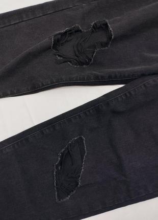 Черный джинсы рваные mom бойфренды высокая посадка3 фото