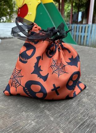 Сумка 20*23 см, мешочек сумочка для сладостей, хэллоуин, тыква, мышки1 фото