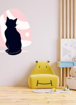 Наклейка на стену (стекло, мебель, зеркало, металл) "черная кошка"