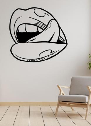 Наклейка на стену (стекло, мебель, зеркало, металл) "губы с языком. рот"