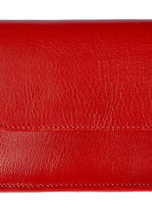 Женский кожаный кошелек grande pelle,кошелек с монетницей и отделением для телефона,красный цвет, глянцевый