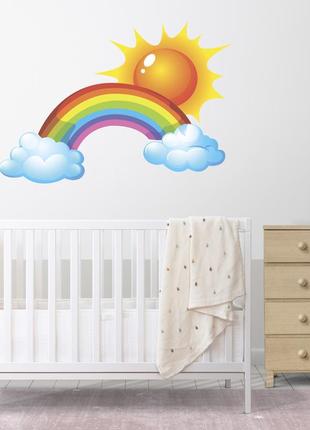 Набор наклеек на стену в детскую комнату "солнце с радугой и облаками" (1 элемент)