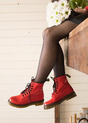 Dr.martens red 1460 жіночі червоні черевики на осінь весну демі доктор мартінс женские красные ботинки берцы деми скидка знижка