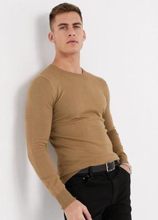 Gianni feraud еластичний джемпер реглан з круглим вирізом бежева кофта asos