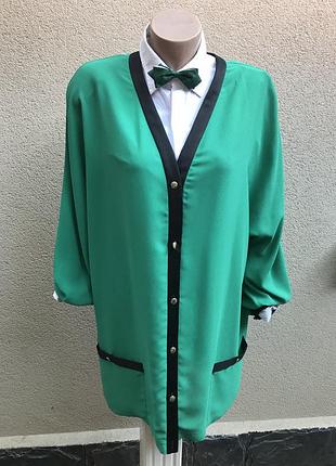Винтаж,дизайнер,удлиненный,зелёный жакет,пиджак,кардиган,блуза большого размера