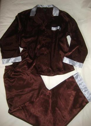 Атласный костюм для дома jones new york , цвет шоколад хл-ххл