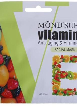 🌸 тканинна маска для обличчя mond'sub vitamin e anti-aging & firming facial mask антивікова 25 мл