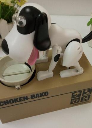 Электронная копилка голодная собака с миской поедающая монеты2 фото