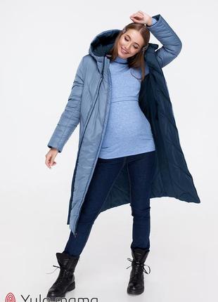 Стильне зимове пальто для вагітних із щільної плащової тканини двостороннє2 фото
