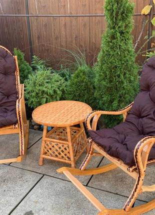 Кресло - качалка плетеная из лозы, набор мебели5 фото