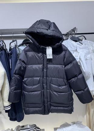 Zara новая коллекция зимний тёплый пуховик пальто 116-164 см