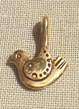 Латунний кулон ручної роботи пташка мала