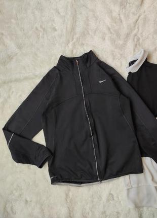 Чорна nike dri куртка-олімпійка спортивна кофта тепла утеплені на флісі на блискавці зіп фліска