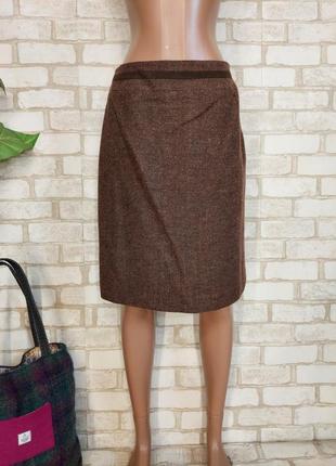 Новая фирменная юбка миди карандаш на 50 % шерсть в принт "ёлочка", размер л-ка
