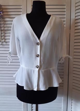 Трендова шифонова біла блуза на гудзиках topshop