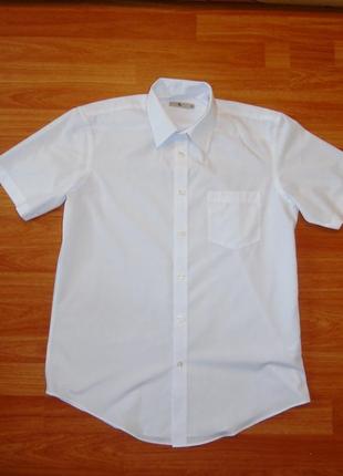 Белая летняя рубашка с коротким рукавом, 39,40, м состояние новой3 фото