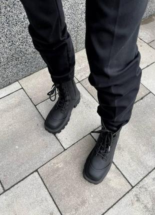 Женские массивные черные ботинки берцы утеплённые демисезон на осень с замком чорні черевики демі5 фото
