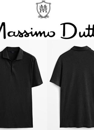 Лляна бавовняна сорочка поло з коротким рукавом massimo dutti1 фото