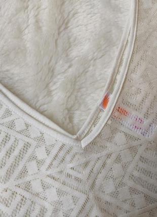 Белая пляжная накидка пляжное платье прозрачное ажурное оверсайз с поясом батал парео9 фото