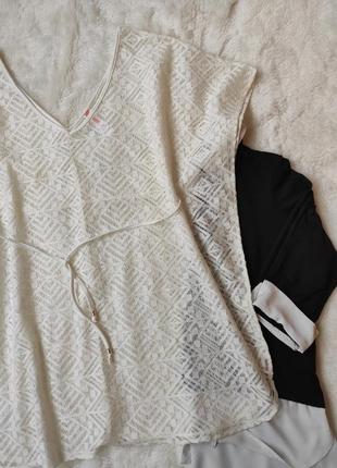 Белая пляжная накидка пляжное платье прозрачное ажурное оверсайз с поясом батал парео6 фото