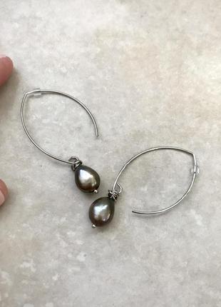 Мінімалістичні сережки з перлами кеши, барочні перлини3 фото
