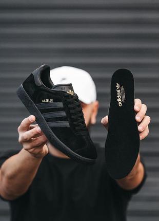 Adidas gazelle black, кросівки чоловічі чорні адідас газель, кроссовки адидас газель чёрные4 фото