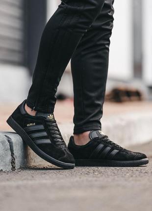 Adidas gazelle black, кросівки чоловічі чорні адідас газель, кроссовки адидас газель чёрные6 фото