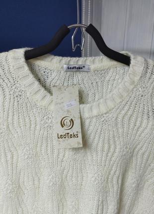 Пуловер жіночий білий світер теплий в'язаний джемпер туреччина жіночий світшот4 фото