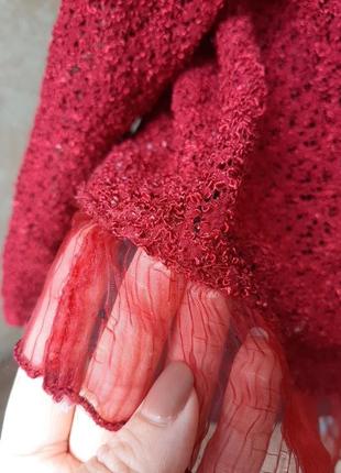 Кофта гипюр блуза нарядна святкова червона вишнева красная вишневая10 фото