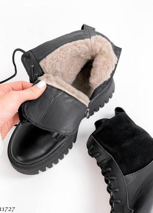 Черевики чоботи зима натуральна шкіра замша чорний8 фото