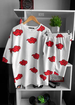 Мужской белый комплект(футболка шорты) чоловічий білий комплект (футболка шорти)