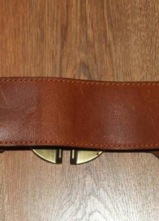 Широкий массивный коричневый кожаный ремень для пальто дубленки next m3 фото