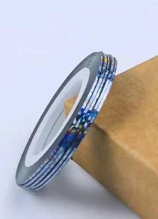 Липка стрічка для дизайну нігтів блакитний діамант 1мм