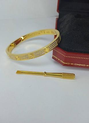 Браслет у стилі cartier з камінням 17 розмір
лимонне золото