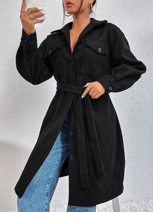 Стильне пальто жіноче 🖤 з поясом