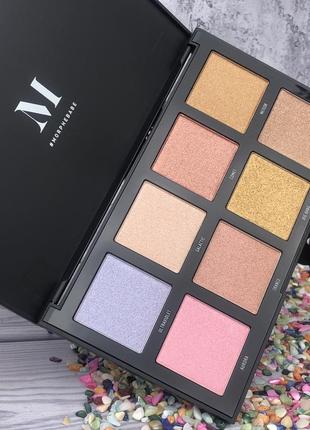 ‼️оригінал палетка високопігментованих хайлайтерів morphe 8s stellar impact highlighter palette2 фото