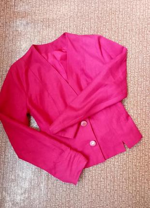 🇺🇦 розпродаж 🇺🇦стильний яскравий рожевий базовий жакет/піджак hand made