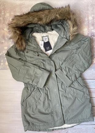 Куртка парка плюш оливка
