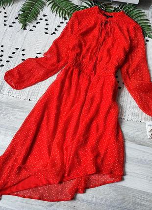 Червона асиметрична сукня в горошок vero moda