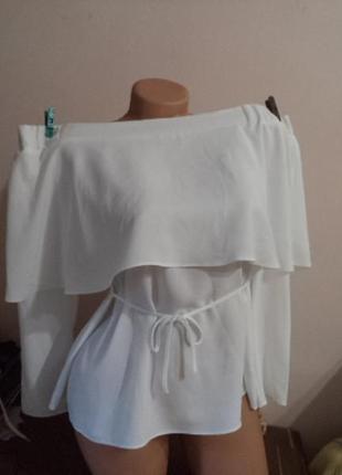 Оригинальная белая блузка 46р