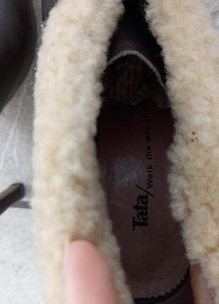 Черевички tata шкіряні коричневі черевики сапожки на каблуці3 фото